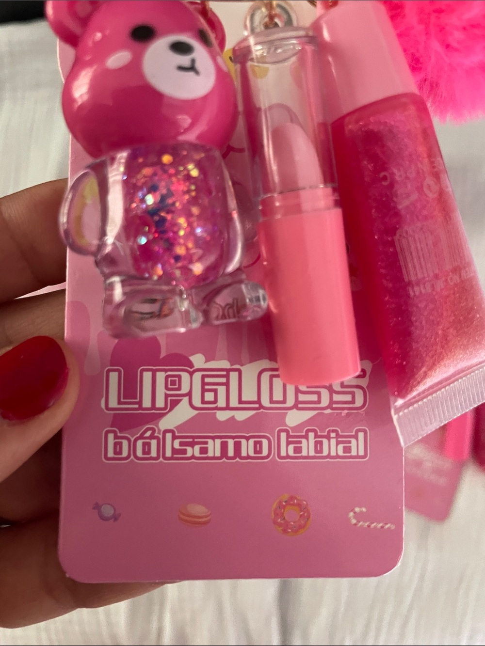 SET OF 4 New items - lip gloss key chain, Berry Lip gloss, mirror & pk of bands - Picture 9 of 14